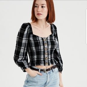 Cropped Plaid Top